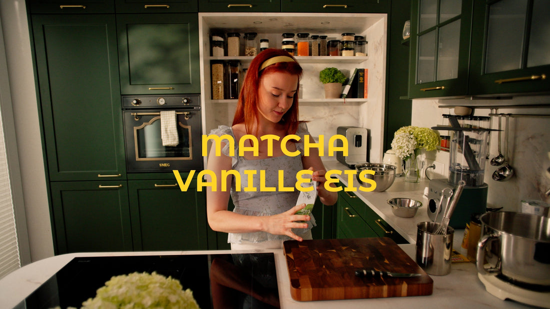 Veganes Matcha-Vanille-Eis